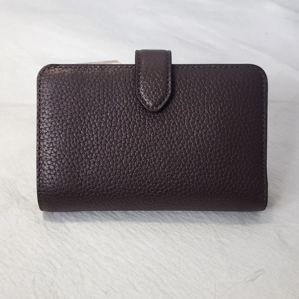 New $199 Kate Spade Lena Medium Compact Bifold Wallet Leather Hot Fudge Brown